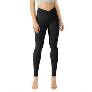 ODODOS Women's Cross Waist Yoga Leggings w/Inside Pocket Size Medium